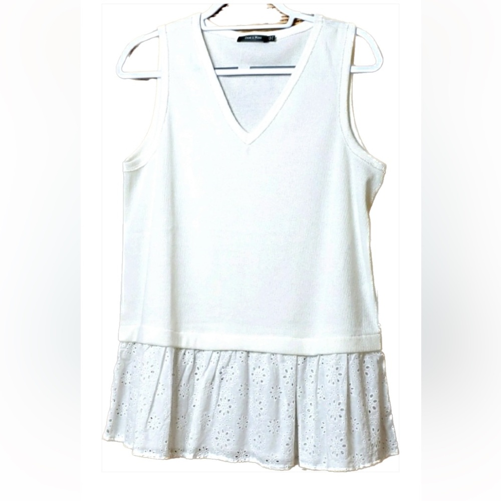 New Doe & Rae V-Neck Top with Cotton Laced…